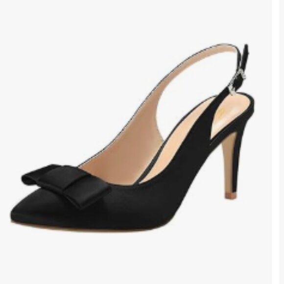 FOWT Black Pointed Toe Bow Pumps Stiletto High Heel Slingbacks Slip on Shoes - Picture 1 of 8